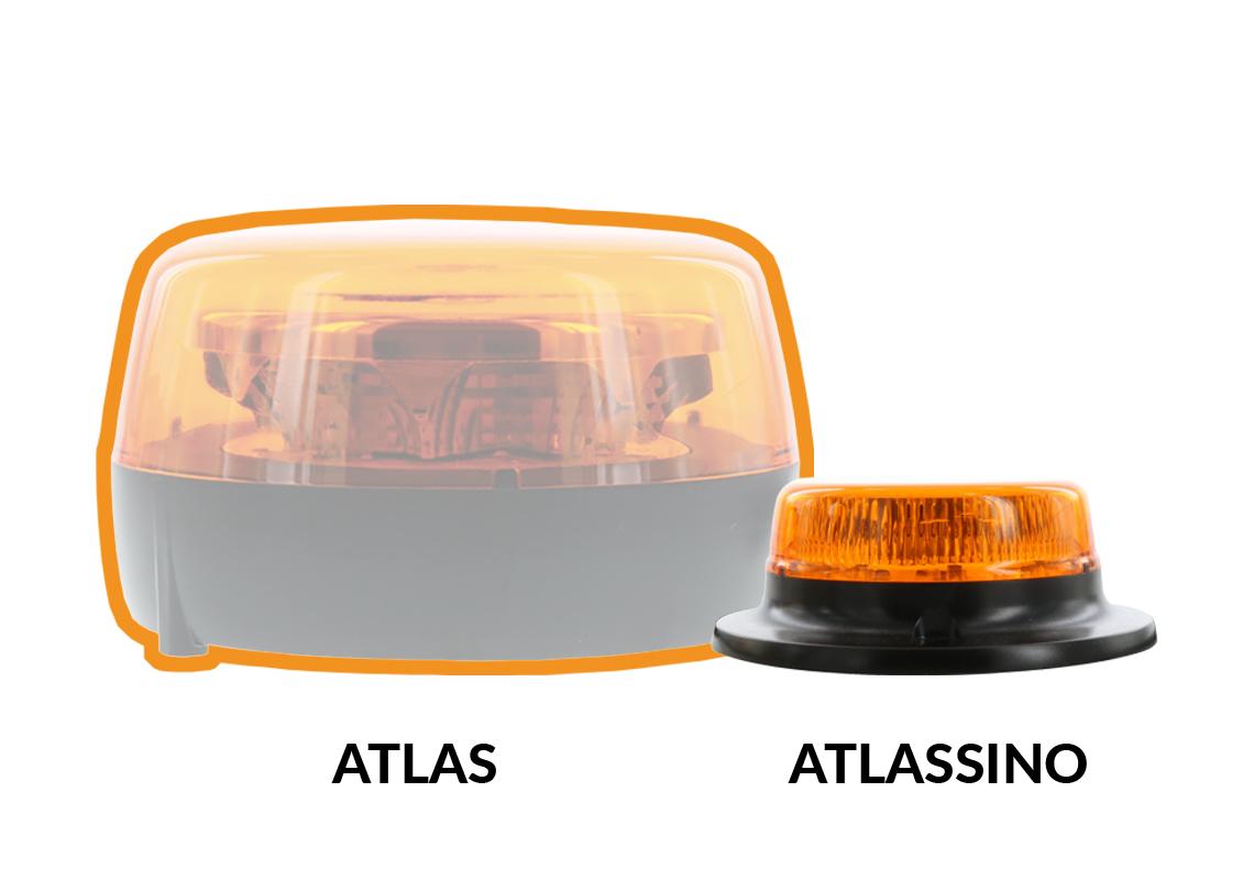 Gyrophare LED ATLASSINO 3 points flash ambre sortie câble latéral